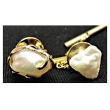 Custom 14K Gold TENNESSEE Pearl Tie Tacs Custom 14K Gold TENNESSEE Pearl Tie Tacs