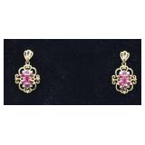 14k Gold Ruby & Diamond Accent Earrings