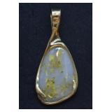 14k Gold Quartz Gold Vein Pendant