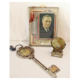 Antique Desk / Wall Hanging Calendar Thermometer