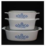 5 Pcs Corningware Blue Cornflower Casseroles