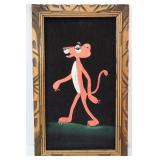 Vntg Pink Panther Painting on Velvet