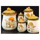 5pc 1978 Sears Merry Mushroom Canisters