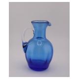 Small Hand Blown Blue Glass Pitcher