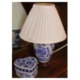 Blue & White Lamp & Trinket Dish