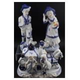 Blue & White Victorian Figuers