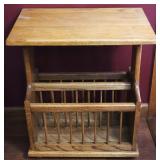 Vntg Wood Magazine Rack Side Table