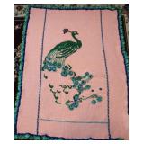 Pink Peacock Crochet Blanket