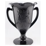 LE Smith Amethyst Art Deco Double Handle Vase