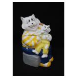 Anthopromorphic Cat & Kitten Ceramic Cookie Jar