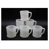6pc Johnny Hart Grog Milk Glass Mugs