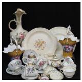 Vntg Porcelain Plates, Teapots, Baskets ++