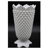 Fenton Milk Glass Hobnail Sawtooth Vase