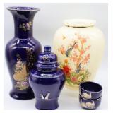 5pc Asian Style Vases, Urn & Small Bowls