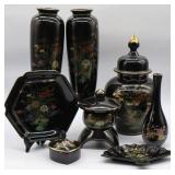 8pc Asian Style Vases, Urn, Trinket Dishes+