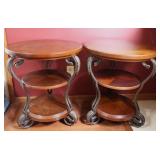 Pair of 2 Tier Wood / Metal Side Tables