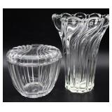 2pc Crystal Vase & Lidded Dish