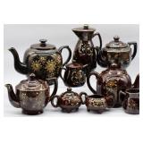 Japanese Redware Brown Betty Pottery Pieces