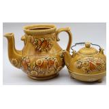 2pc Ceramic Fruit Embossed Tea Pot & Kettle