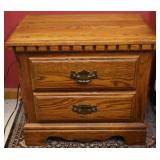Wood Side Table w/2 Drawers