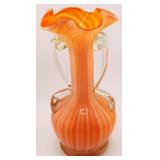Murano Style Glass Double Handled Vase