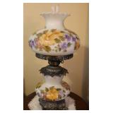 Hand Painted Glass Hurricane Lamp -works