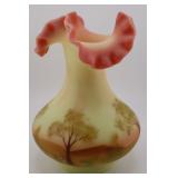 Fenton K. Naught Handpainted Burmese Vase