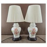 2 Matching Vtg Asian Porcelain Table Lamps