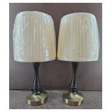 Vtg Wooden & Brass Table Lamps