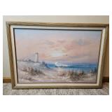 Genuine Signed Beach Framed Oil Painting