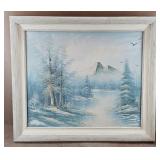 Vtg Genuine Winter Oil Painting by Taylor