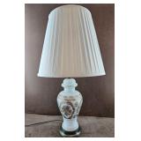 Vtg Mid Century Frosted White Glass Table Lamp