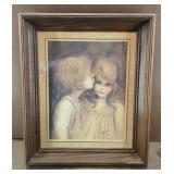 Vtg Margaret Kane A Little Kiss Framed Art Print