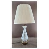 Vtg Mid Century Frosted White Glass Table Lamp