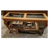 Vtg Wooden & Glass Top Sofa Table (Table Only)
