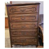 Vtg Wooden 5 Drawer Dresser