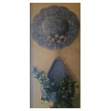 Vtg Ceramic Hat & Basket Wall Hanger