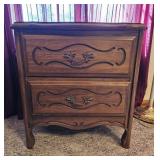 Vtg Wooden 2 Drawer Nightstand