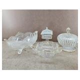 Vtg Gold Trimmed Clear Glass Collection