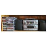 Vtg Mini Audiovox Stereo System w/ Speakers & CDS