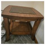 Vtg Wooden Glass Top Side Table #2