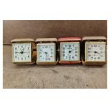 Vtg Wind Up Travel Alarm Clocks w/ Cases