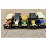 Set of 5 Ford Model T Toy Cars