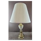 Vtg Brass & Cream Table Lamp