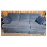 Vtg Blue Broyhill 3 Cushion Sleeper Sofa