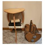 Heart Shaped Side Table w/ Heart Shaped Basket - +