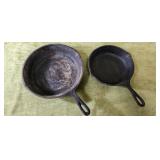 2pc Vntg Cast Iron Skillets