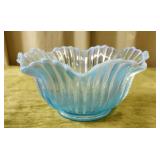 Vntg Blue Opalescent Glass Bowl