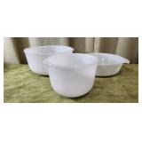 3pc Milk Glass Mixing Bowl & Casserole