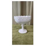 Vntg Pedestal Milk Glass
